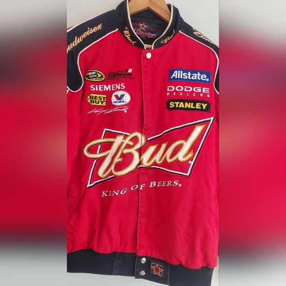 Budweiser JH Design Vintage Red Racing Jacket Size Large - Picture 4 of 9